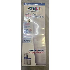 NEW Avent Naturally Via 8 oz Bases 10 Disposable Refill Pack Baby Nursing Feed